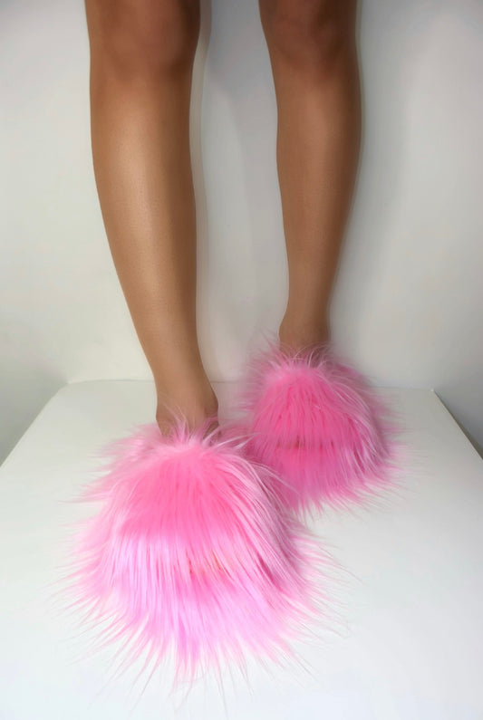 Fur Slippers - Baby Pink