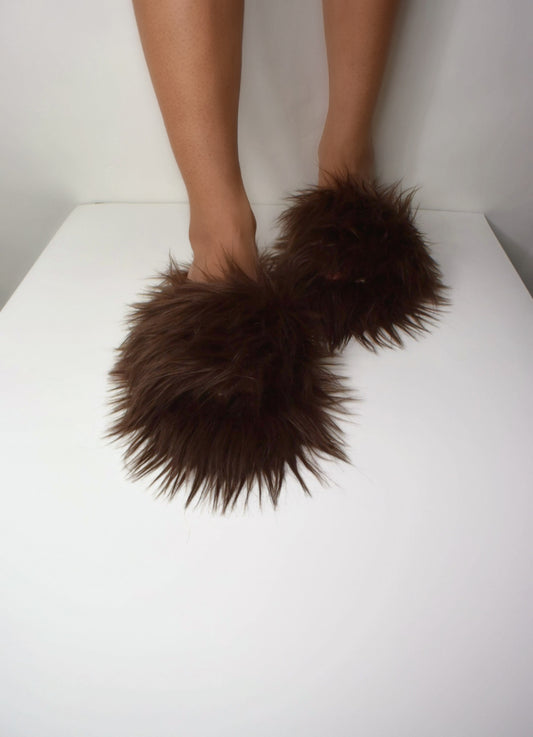 Fur Slippers - Brown